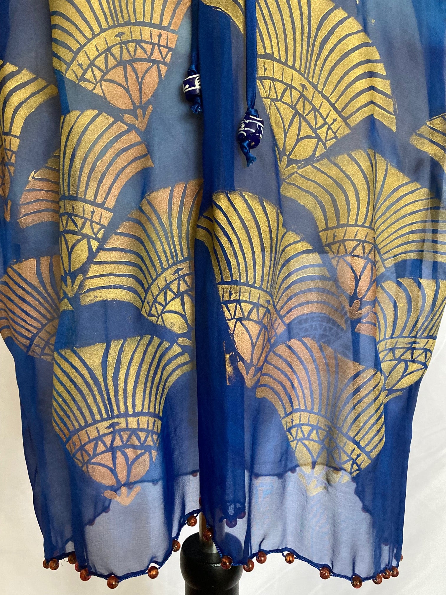 Printed Deep-Blue Silk Chiffon Tunic