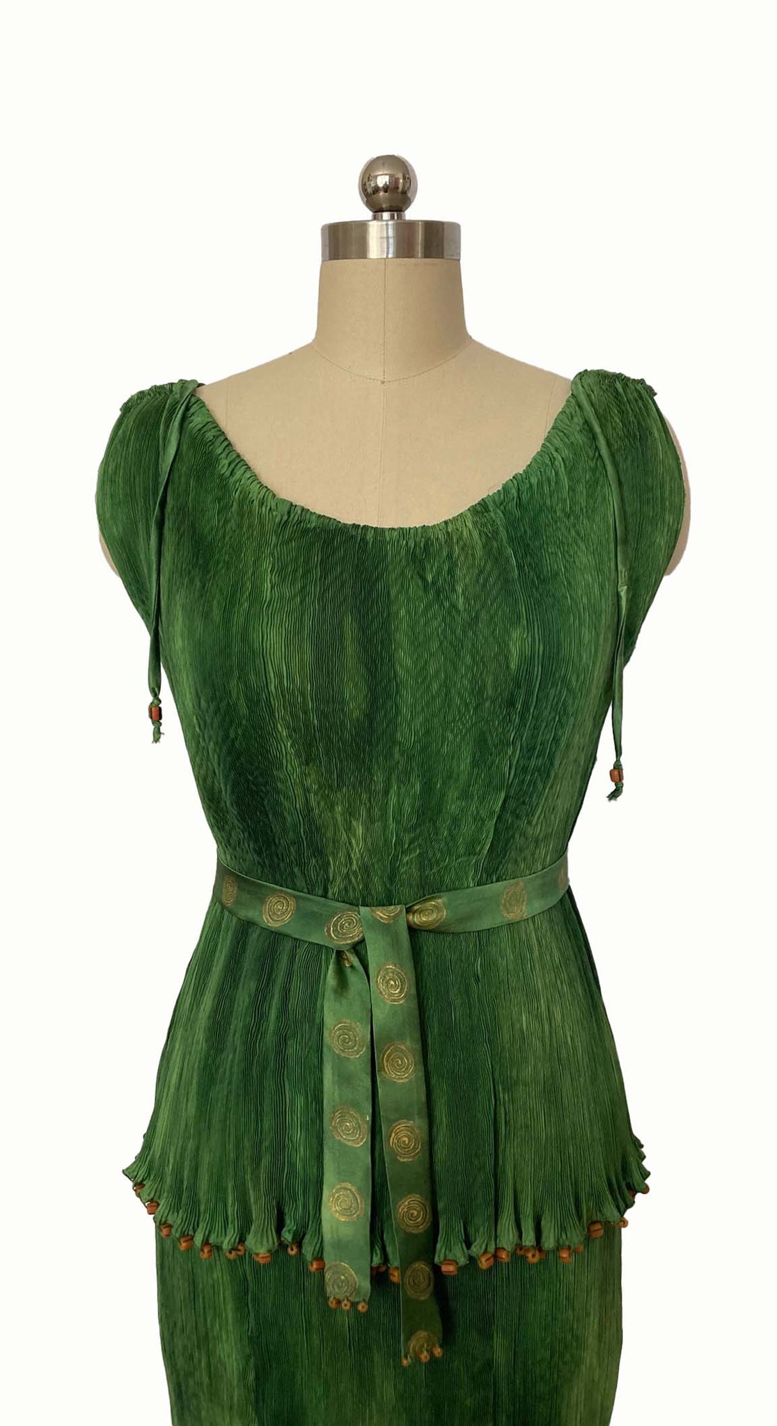 Green Pleated Silk Ensemble