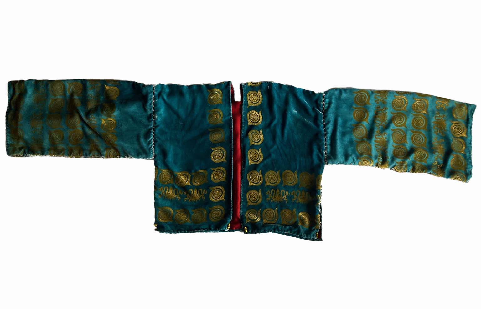 Bohemian Minoan Blue Silk Velvet Jacket