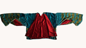 Bohemian Minoan Blue Silk Velvet Jacket