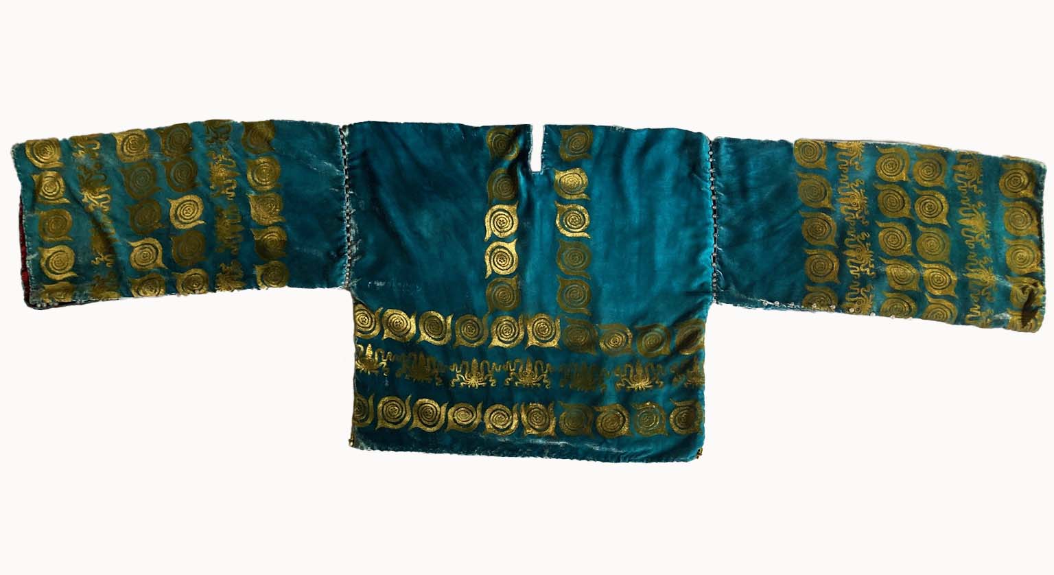 Bohemian Minoan Blue Silk Velvet Jacket