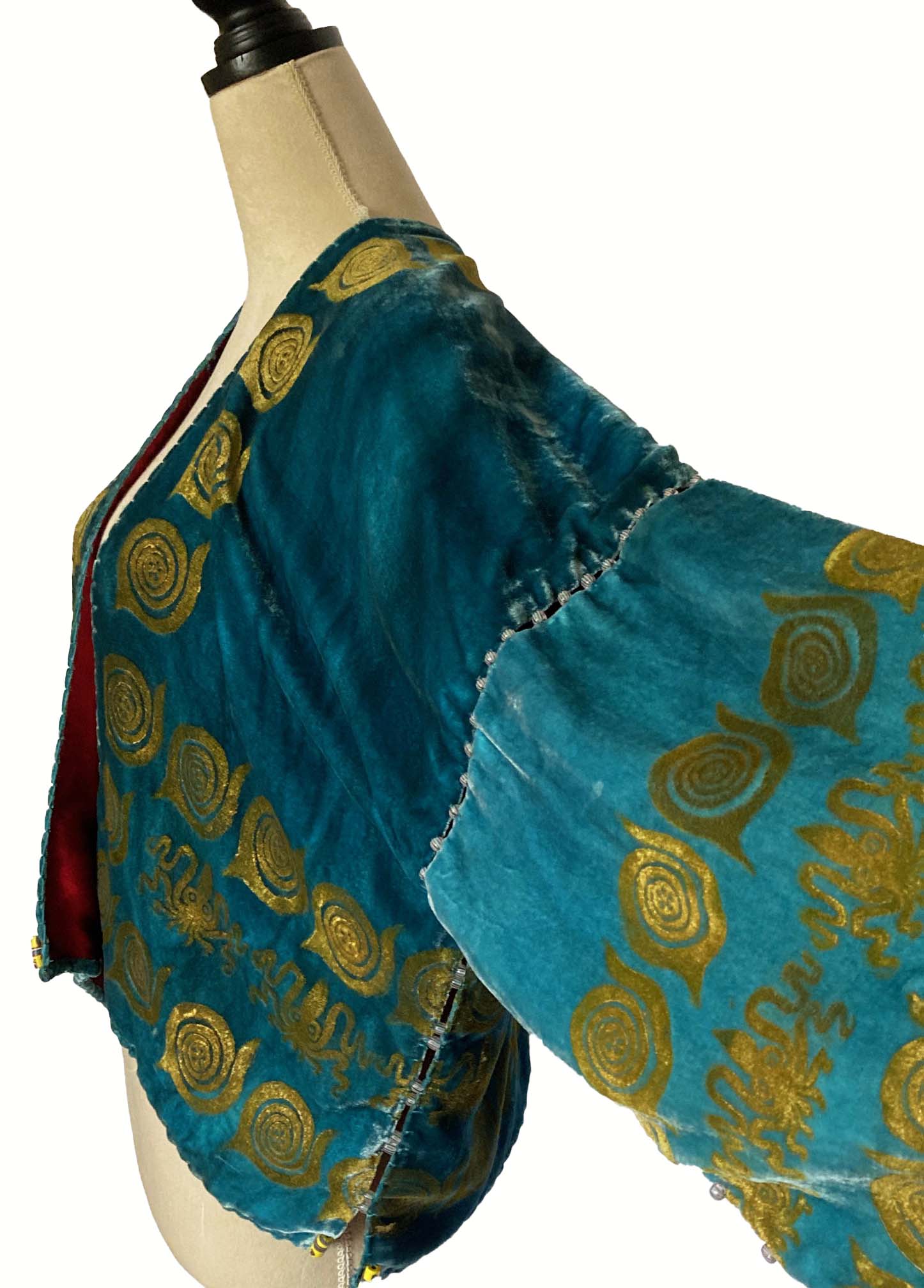 Bohemian Minoan Blue Silk Velvet Jacket