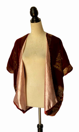 Bohemian Maroon Silk Velvet Jacket