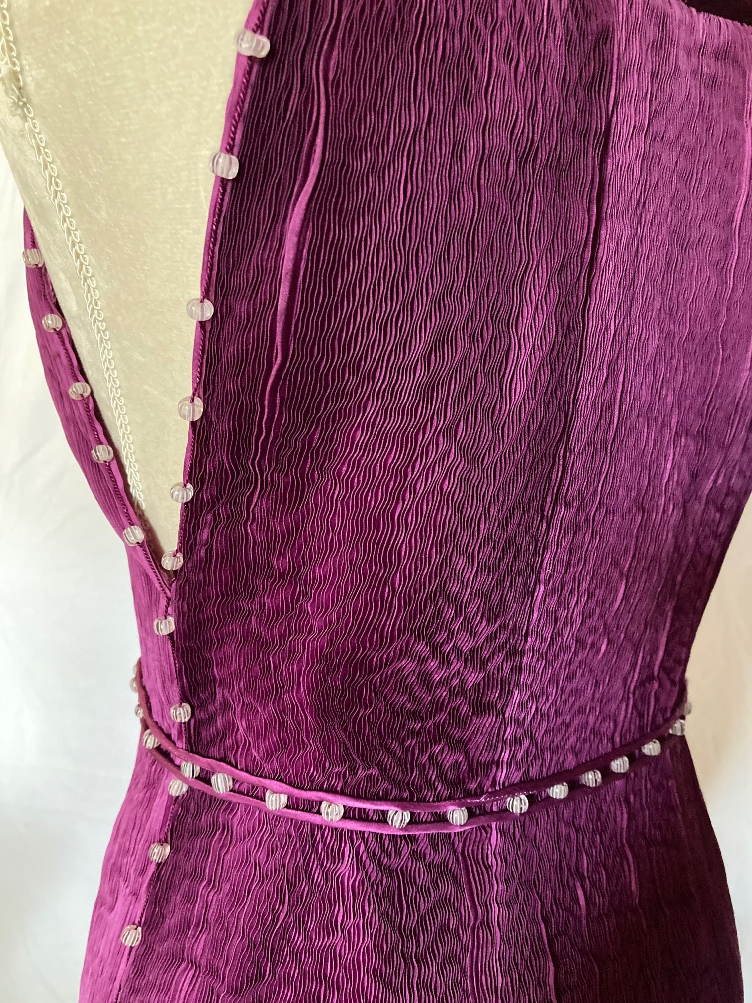 Plum Pleated Silk Delphos Dress