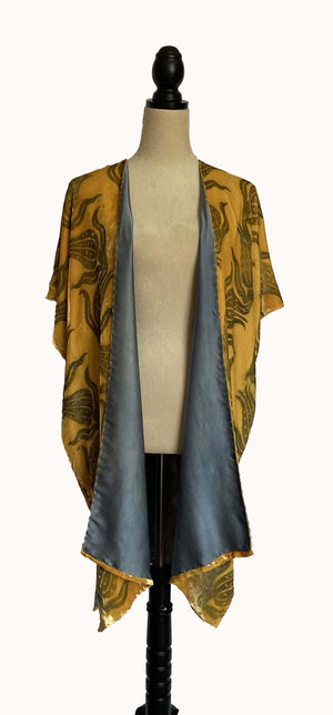 Saffron Yellow Boho Silk Velvet Jacket